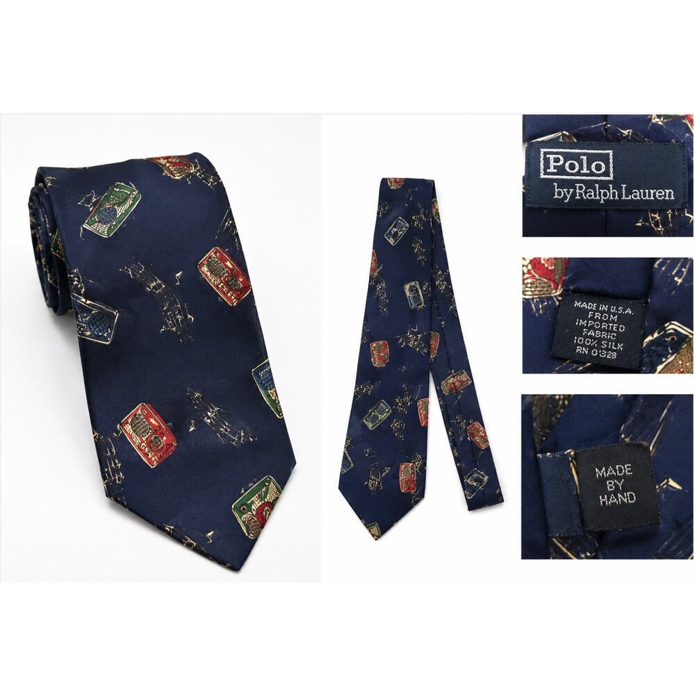 Polo by Ralph Lauren Vintage 100% Silk Radio Music Novelty Made in the USA Tie